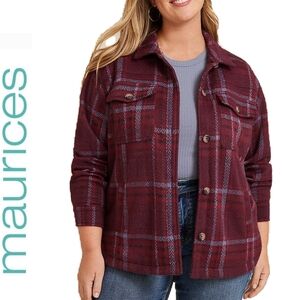 Burgundy Shacket with Soft Fabric Size 1X